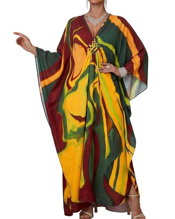 Bsubseach Dresses & Skirts - Women Colorful Kaftan Dresses Swimsuit Coverup Moo Moos Caftans